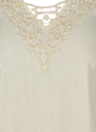 Short-sleeved cotton dress with embroidery, Beige As Sample, Packshot image number 2