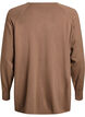 Knit blouse with round neck and knitted pattern, Brown, Packshot image number 1