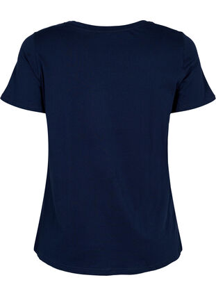 Cotton t-shirt with two-tone printed logo, Navy Blazer, Packshot image number 1