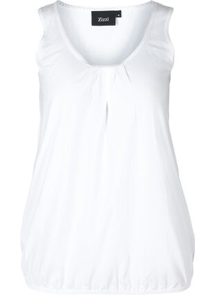 Cotton top with a round neck and lace trim, White, Packshot image number 0
