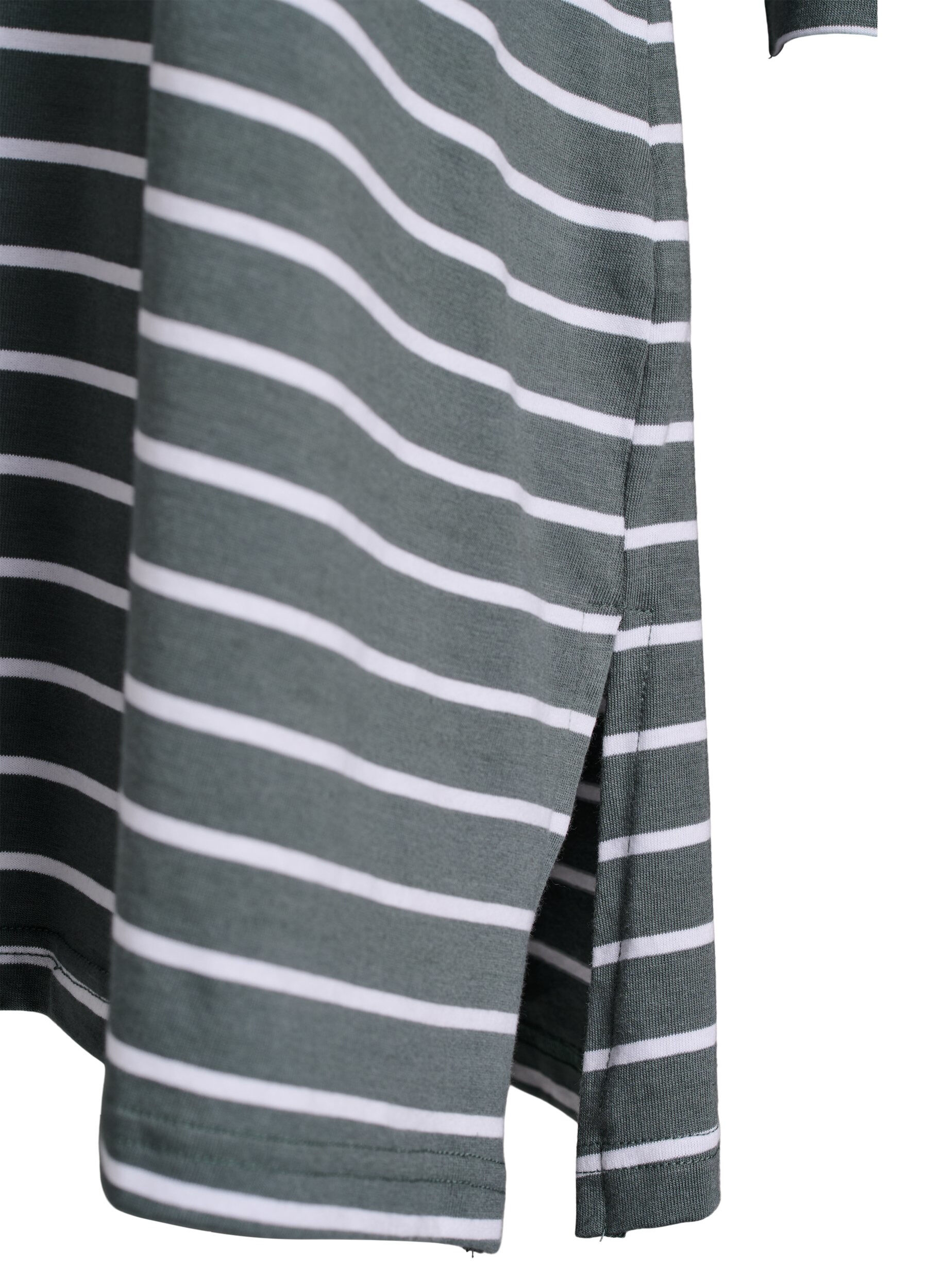 Zizzifashion Striped nightdress in organic cotton, Green, Packshot image number 3