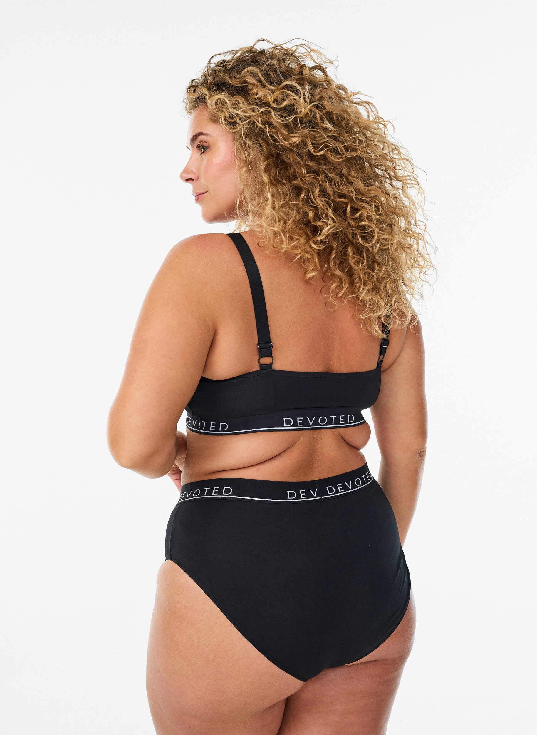 ZizzifashionCotton knickers with a regular waist, Black, Model image number 1