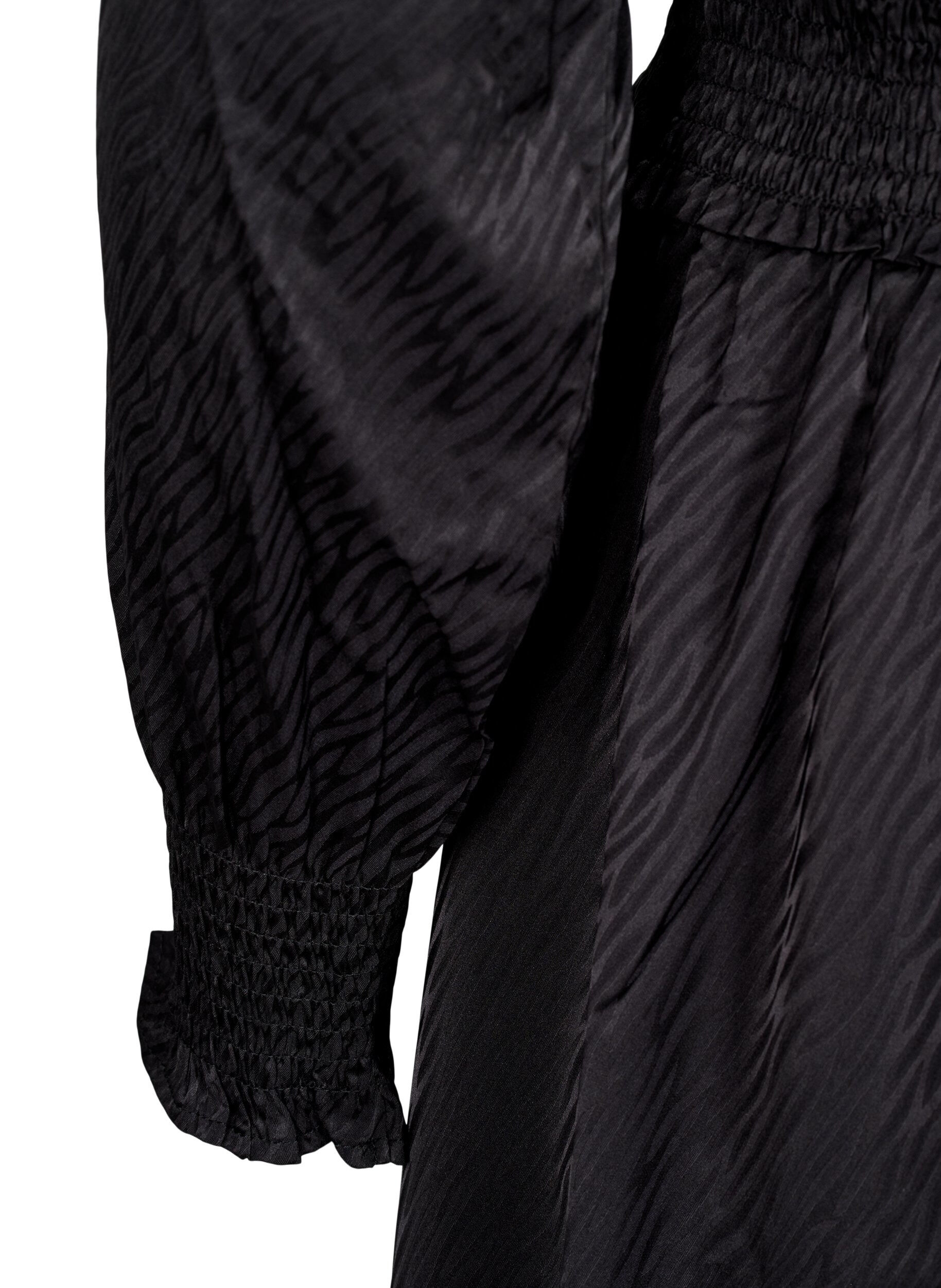 Zizzifashion Short dress with smock detailing, Black, Packshot image number 3