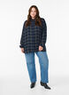 Checked oversized cotton shirt, Blue, Model image number 1