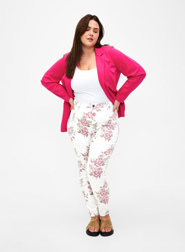Super slim Amy jeans with a floral print, White R.AOP, Model image number 0