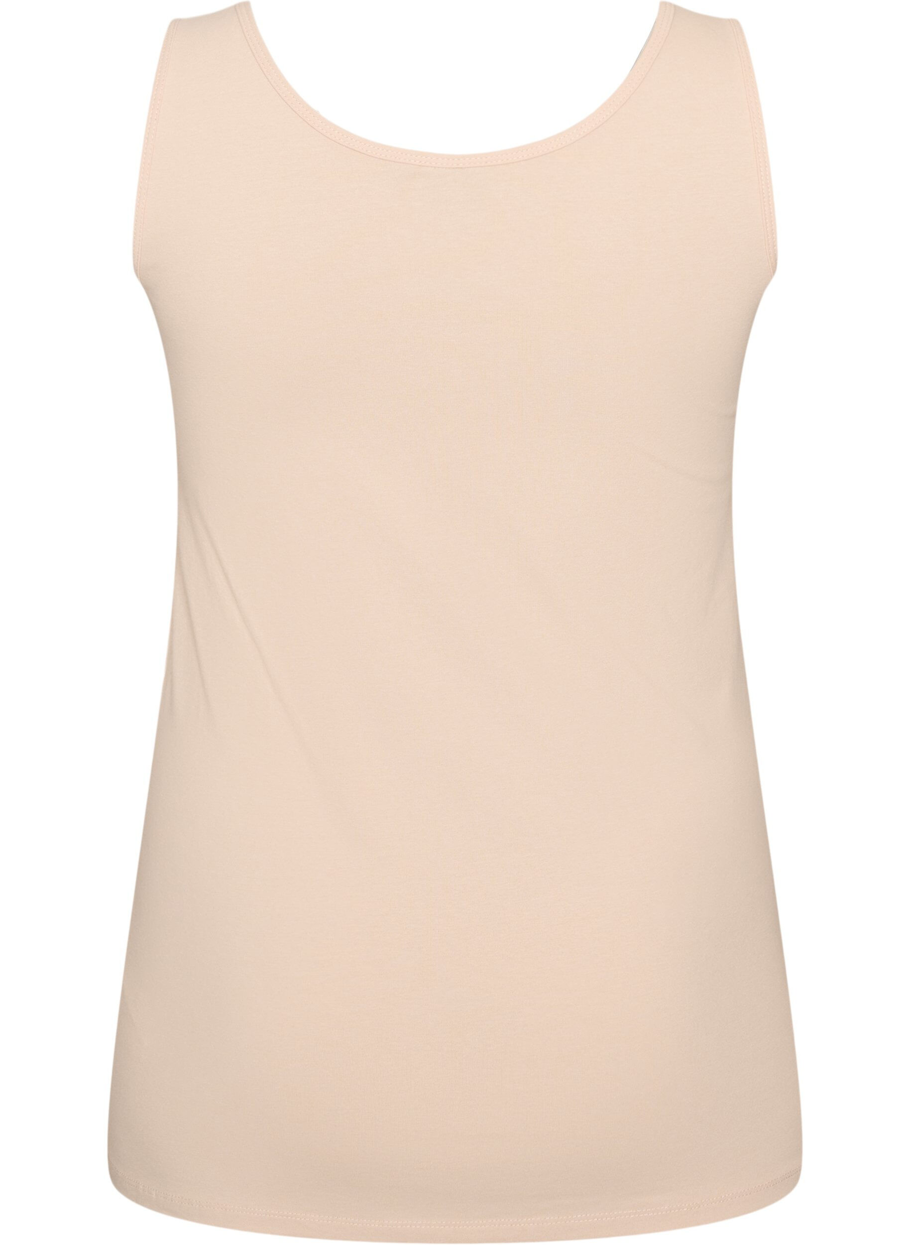 ZizzifashionSolid color basic top in cotton, Beige, Packshot image number 1