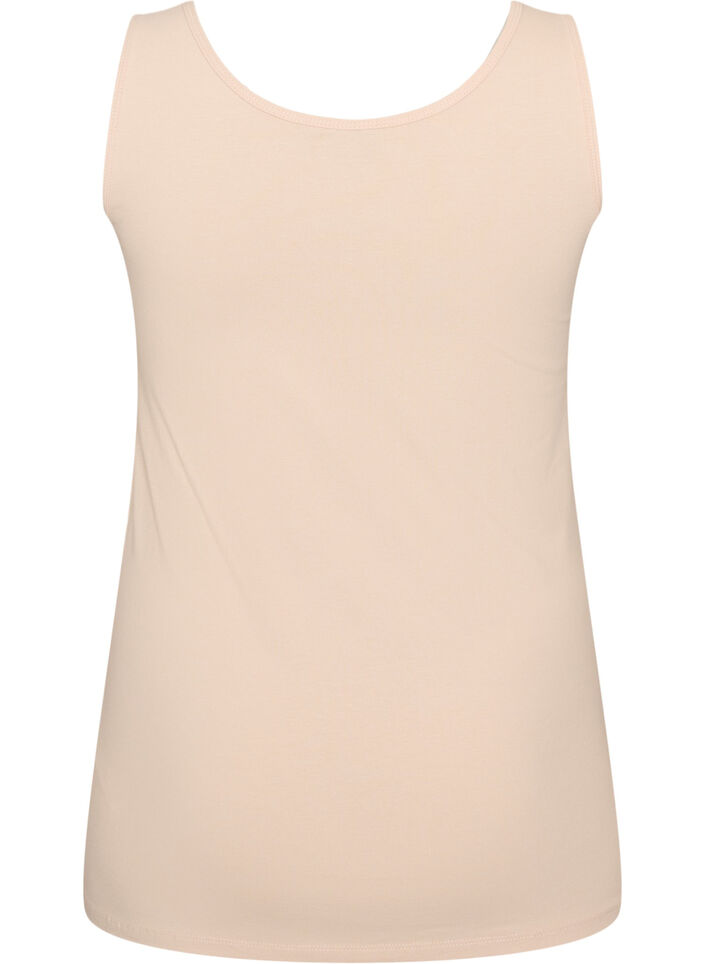 Solid color basic top in cotton, Beige, Packshot image number 1
