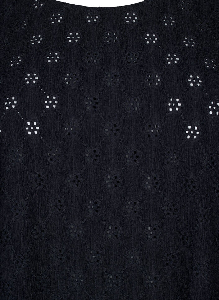 Short-sleeved blouse with hole pattern, Black, Packshot image number 2