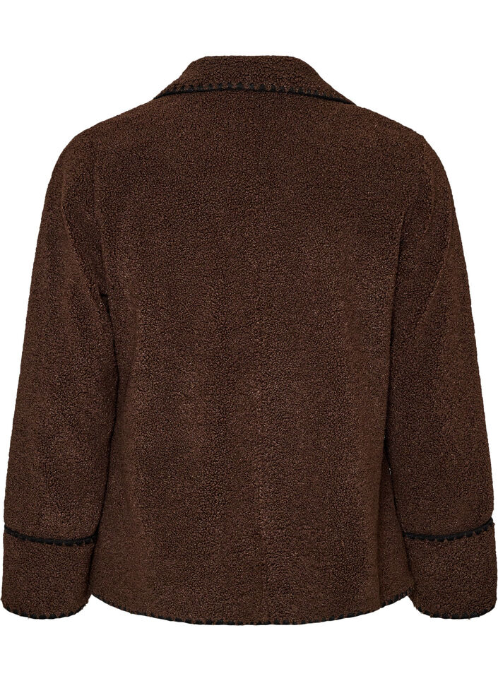 Teddy jacket with contrast details, Brown, Packshot image number 1