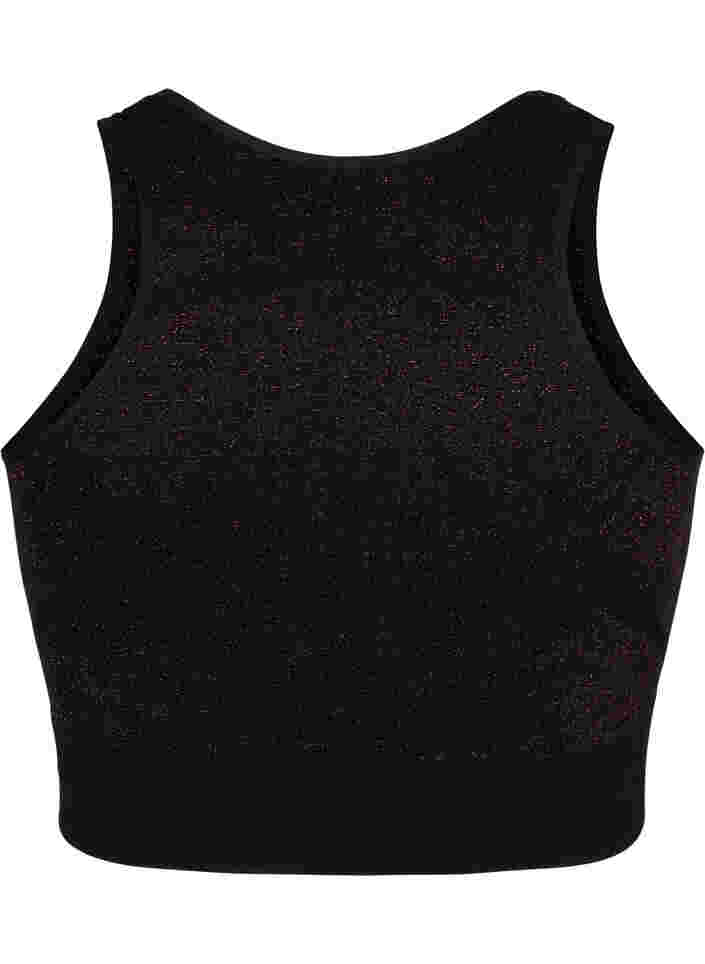 Seamless sports bra with glitter, Black w. RoseGold L., Packshot image number 1