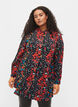 Long viscose shirt in floral print, Black Flower, Model image number 0