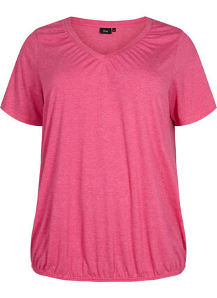 Melange t-shirt with elasticated edge, Beetroot Purple Mél, Packshot image number 0