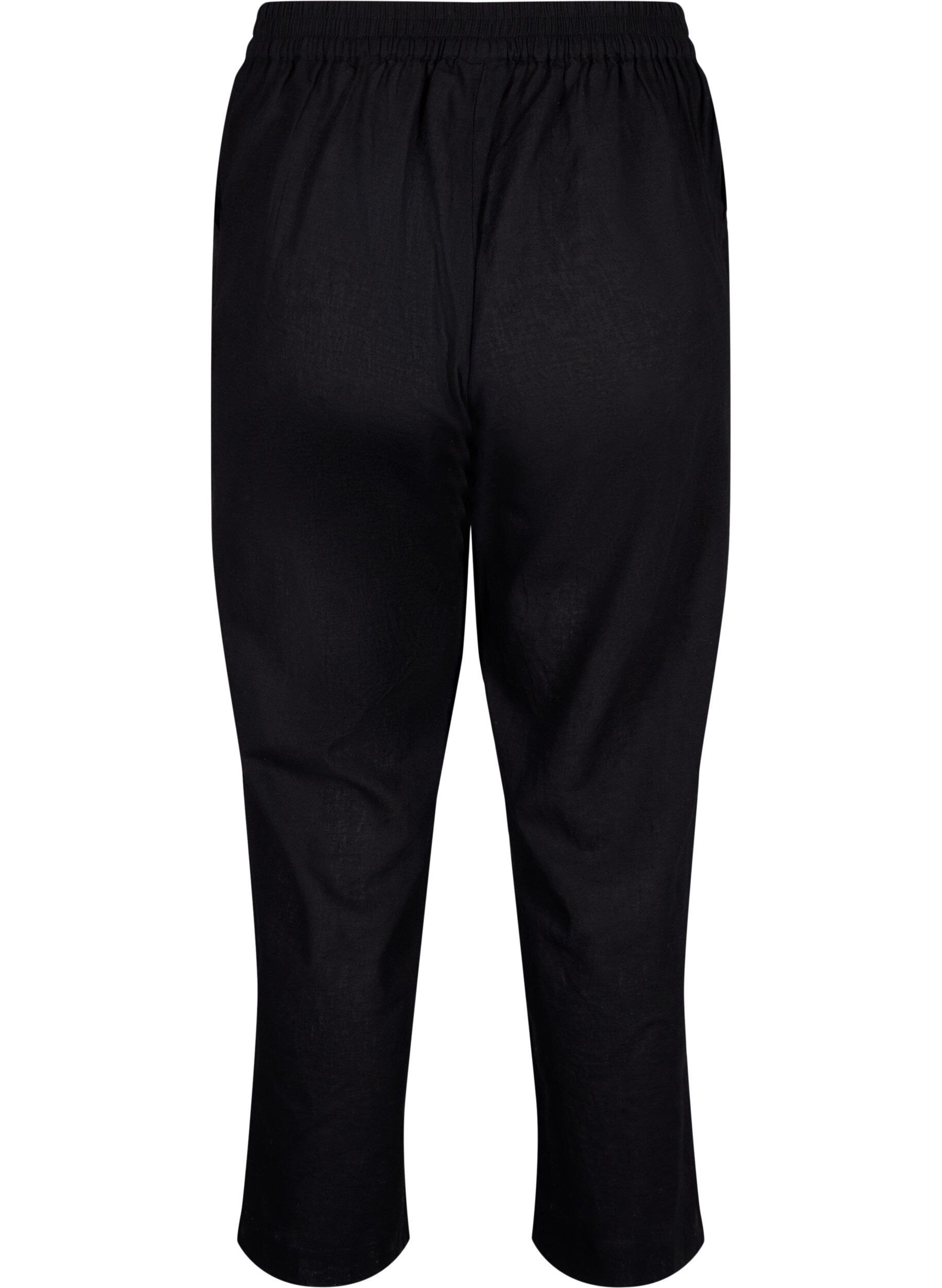 Zizzifashion Loose pants in linen-cotton blend, Black, Packshot image number 1