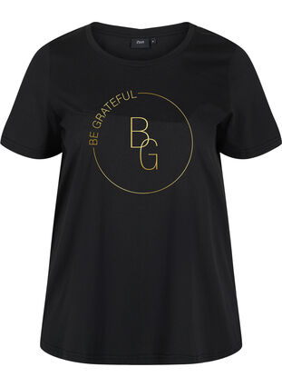 Short sleeve t-shirt with print, Black BG, Packshot image number 0