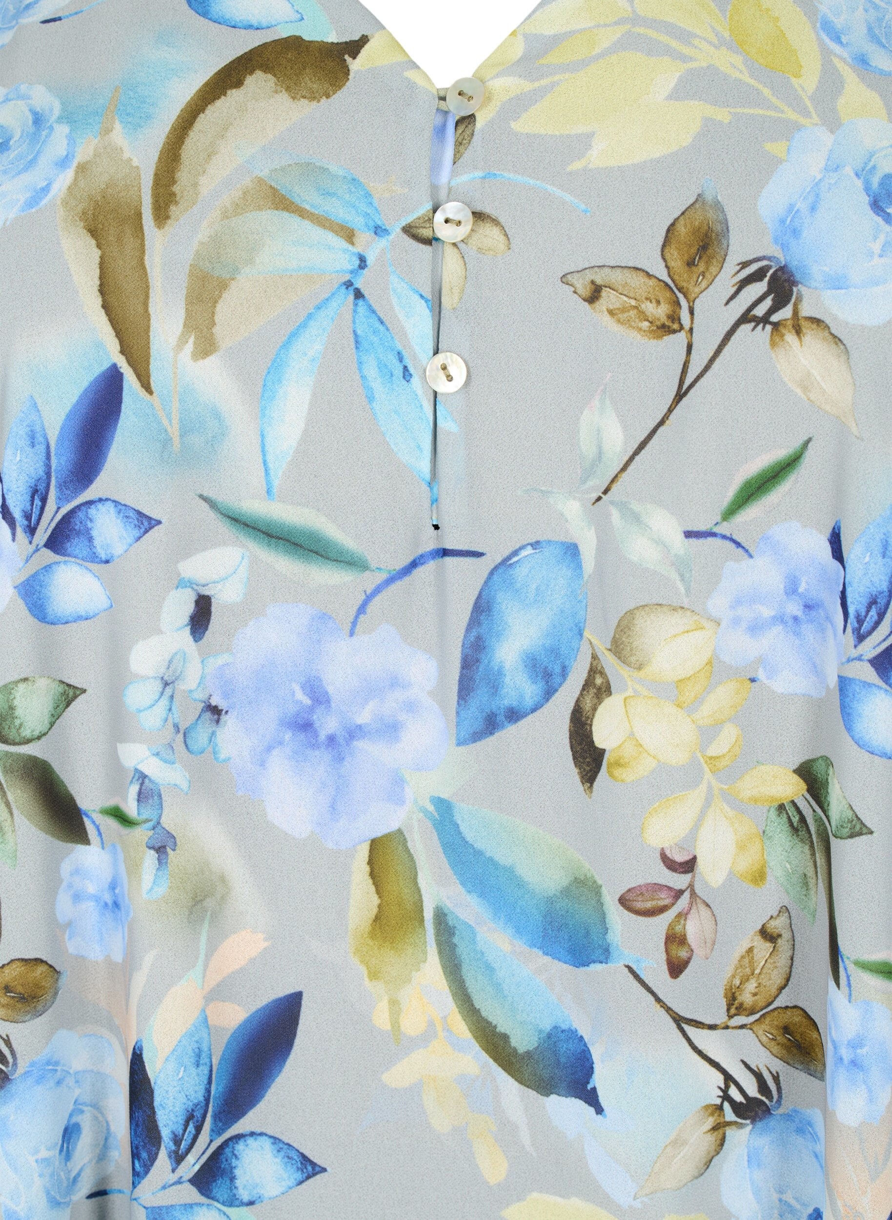 Zizzifashion Floral party blouse with short sleeves, Wrought Iron AOP, Packshot image number 2