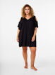 Beach dress in viscose with shoulder detail, Black, Model image number 1