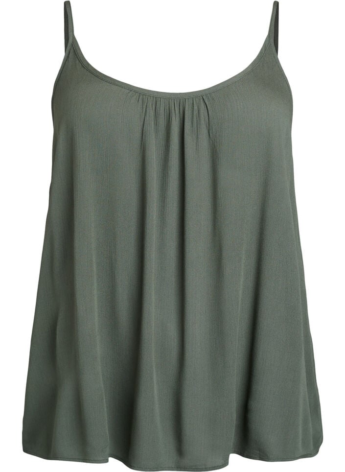 Strap top in viscose, Green, Packshot image number 0