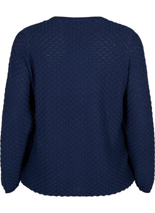 Patterned knitted top with v-neckline, Navy Blazer, Packshot image number 1