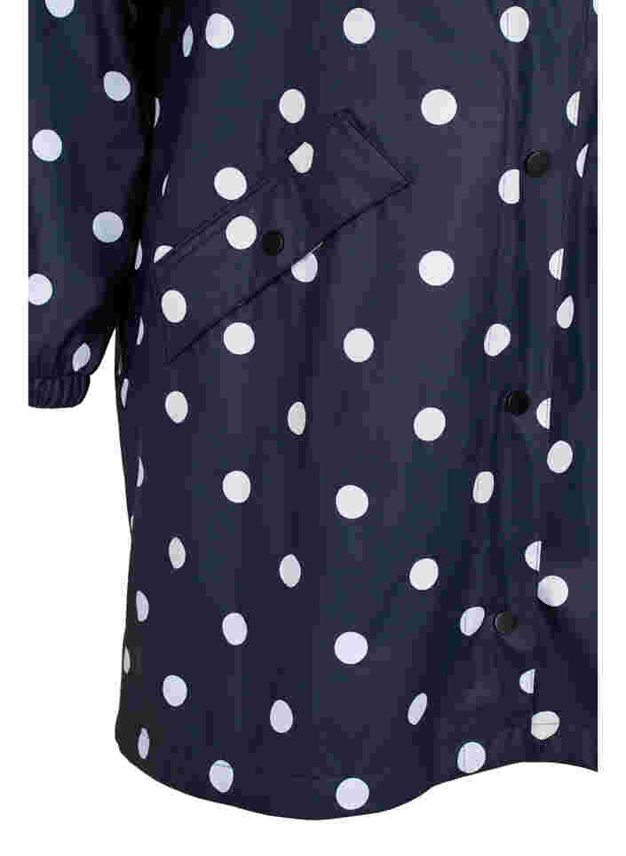 Patterned rain jacket with a hood, Navy Blazer W/Dots, Packshot image number 3