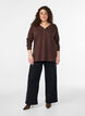 Long-sleeved t-shirt with V-neck and buttons, Brown, Model image number 1