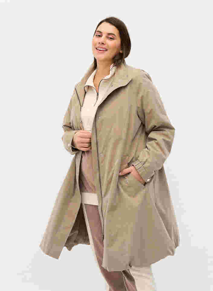 Jacket with 2-way zip and button fastening, Greige, Model image number 0