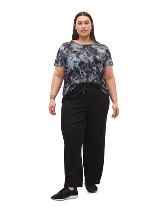 Loose trousers in a cotton blend, Black, Model image number 3