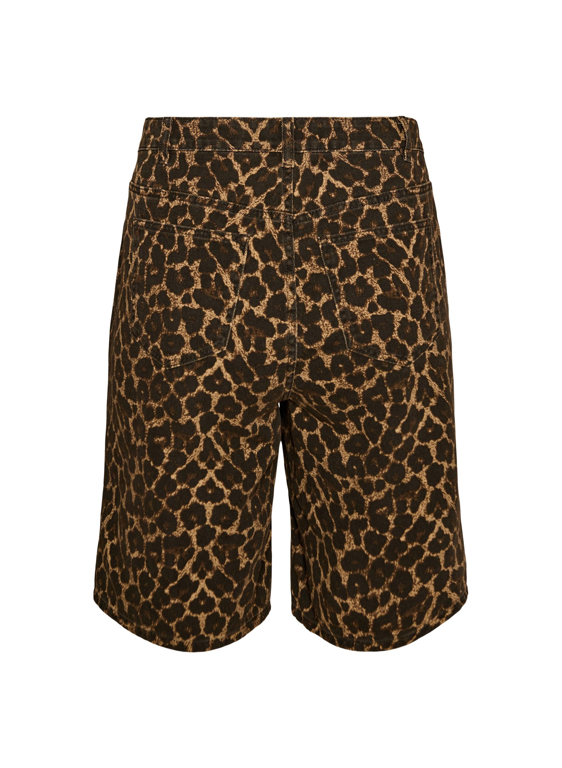 ZizzifashionLeopard print denim Bermuda shorts, Brown, Packshot image number 1