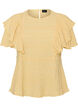 Blouse with smocked texture and ruffle sleeves, Yellow, Packshot image number 0