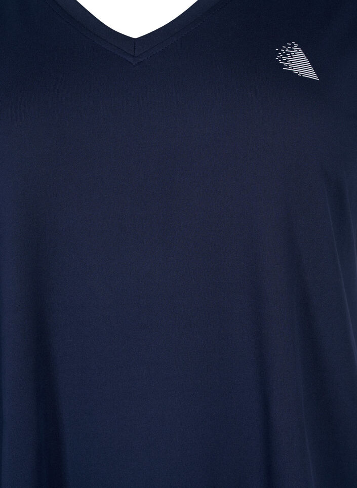 Loose training t-shirt with v-neck, Blue, Packshot image number 2