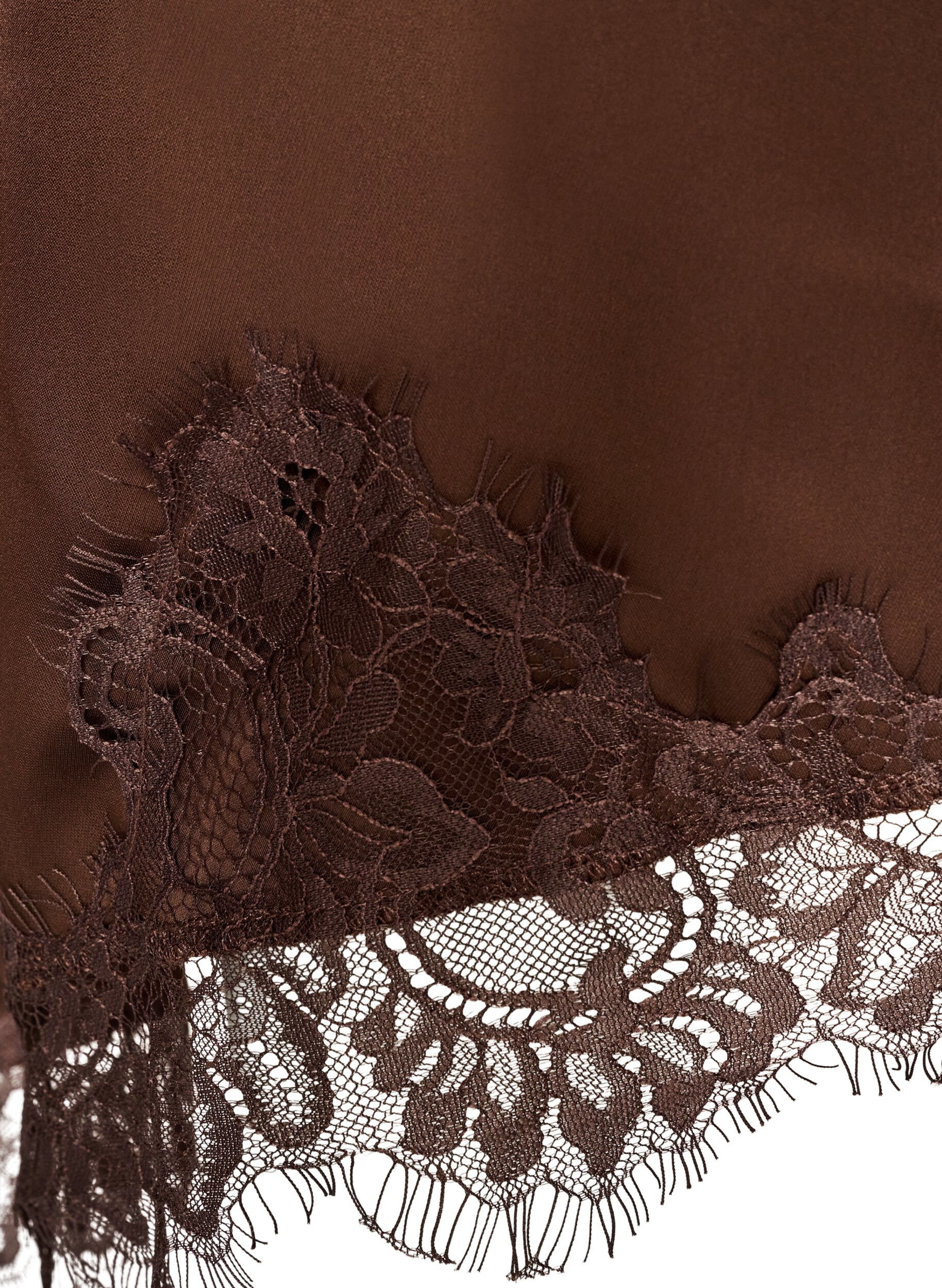 ZizzifashionSatin dress with lace and an asymmetrical hem, Brown, Packshot image number 4