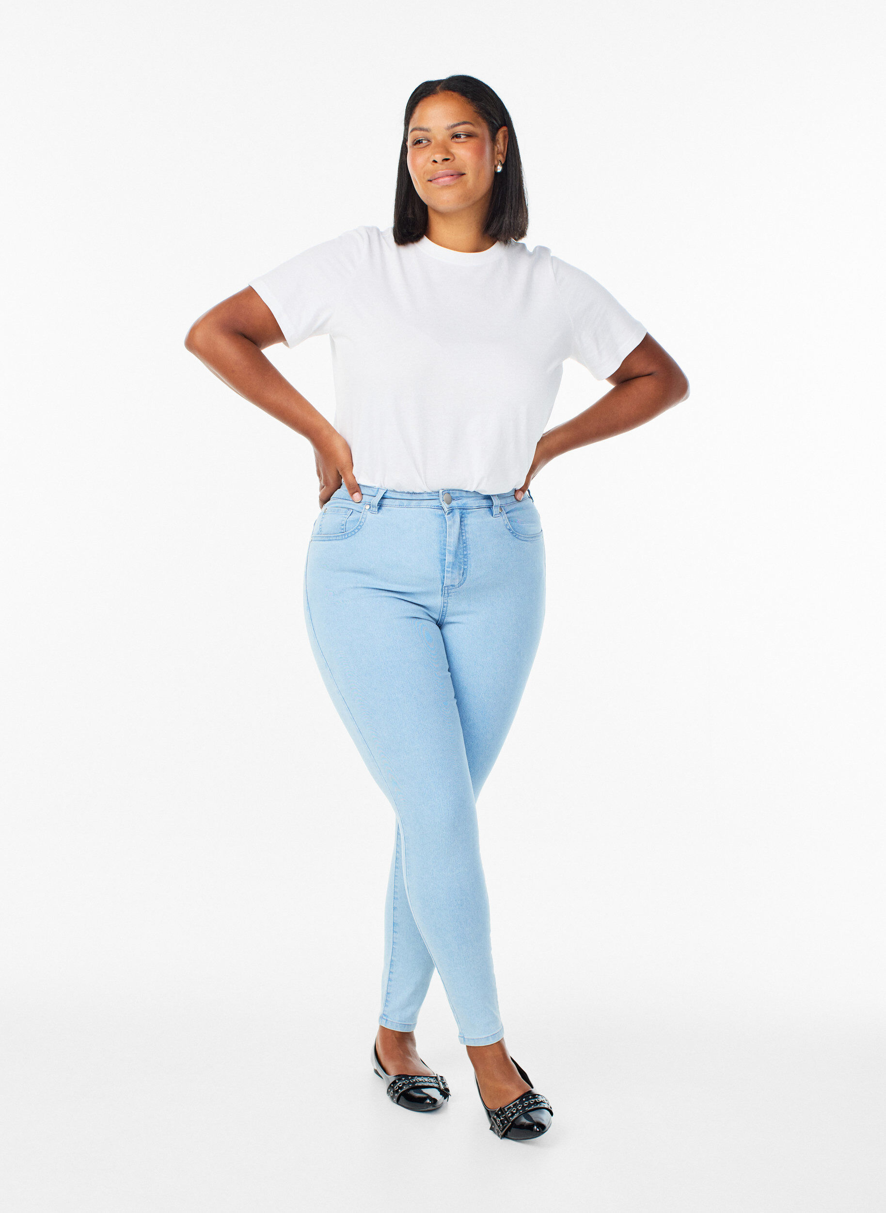 Amy high-waisted super slim fit jeans, Light Blue, Model