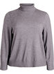 Knitted blouse with turtleneck and side buttons, Grey, Packshot image number 0