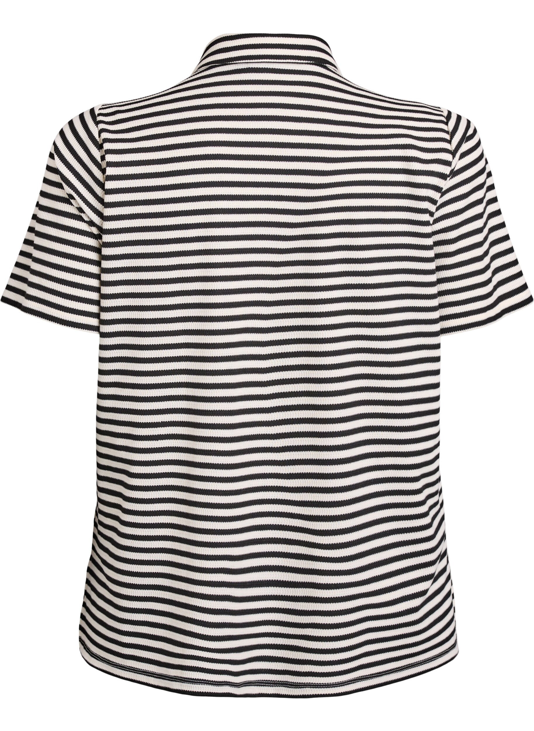 Zizzifashion Short sleeve polo shirt with stripes, Black, Packshot image number 1