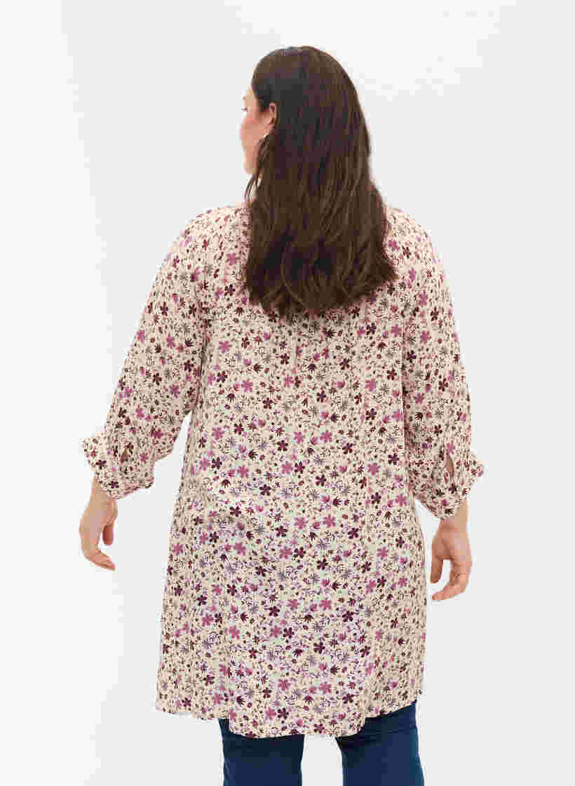 Floral tunic in viscose, White Flower, Model image number 1