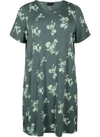Short-sleeved viscose nightgown with print