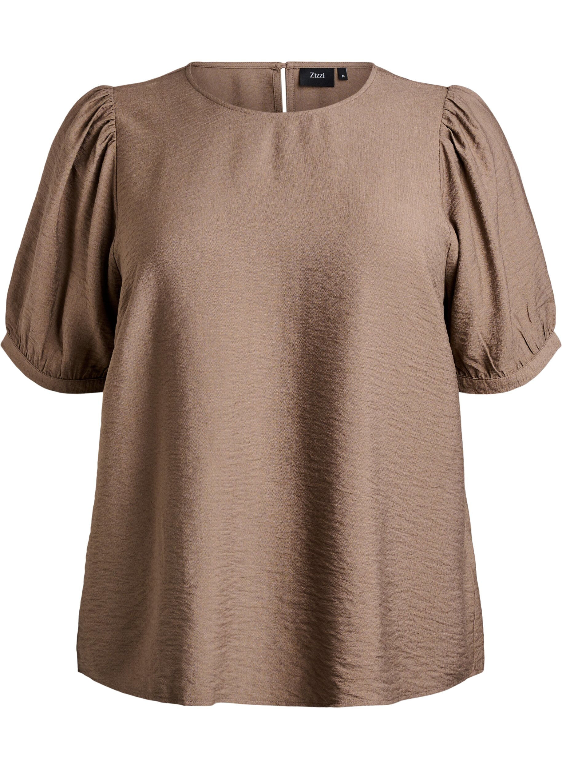 Zizzifashion Viscose blouse with 1/2 sleeves, Brown, Packshot image number 0