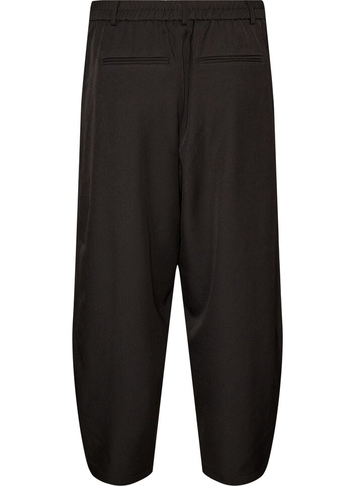 High-waisted barrel fit trousers, Black, Packshot image number 1