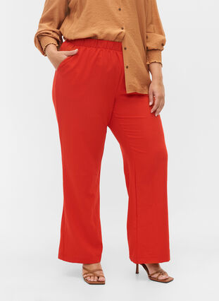 Flared trousers with pockets, Fiery Red, Model image number 3