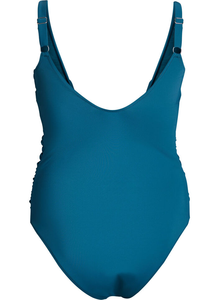 Swimsuit with ruffles and removable padding, Petrol, Packshot image number 1