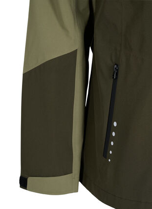 Waterproof shell jacket with hood and reflectors, Forest Night Comb, Packshot image number 3