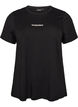 Cotton T-shirt with text badge, Black, Packshot image number 0