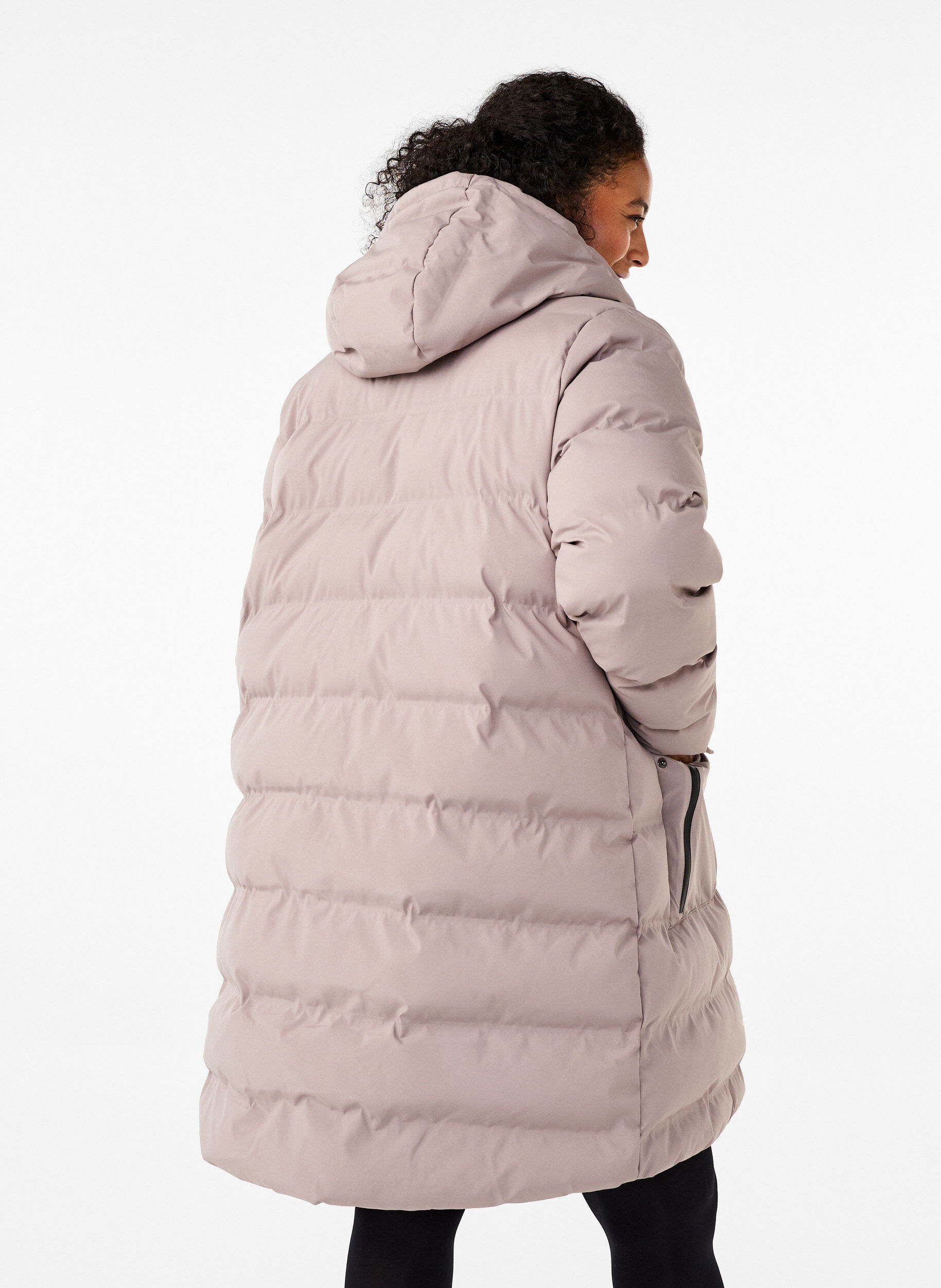 ZizzifashionPuffer coat with hood and pockets, Beige, Model image number 2