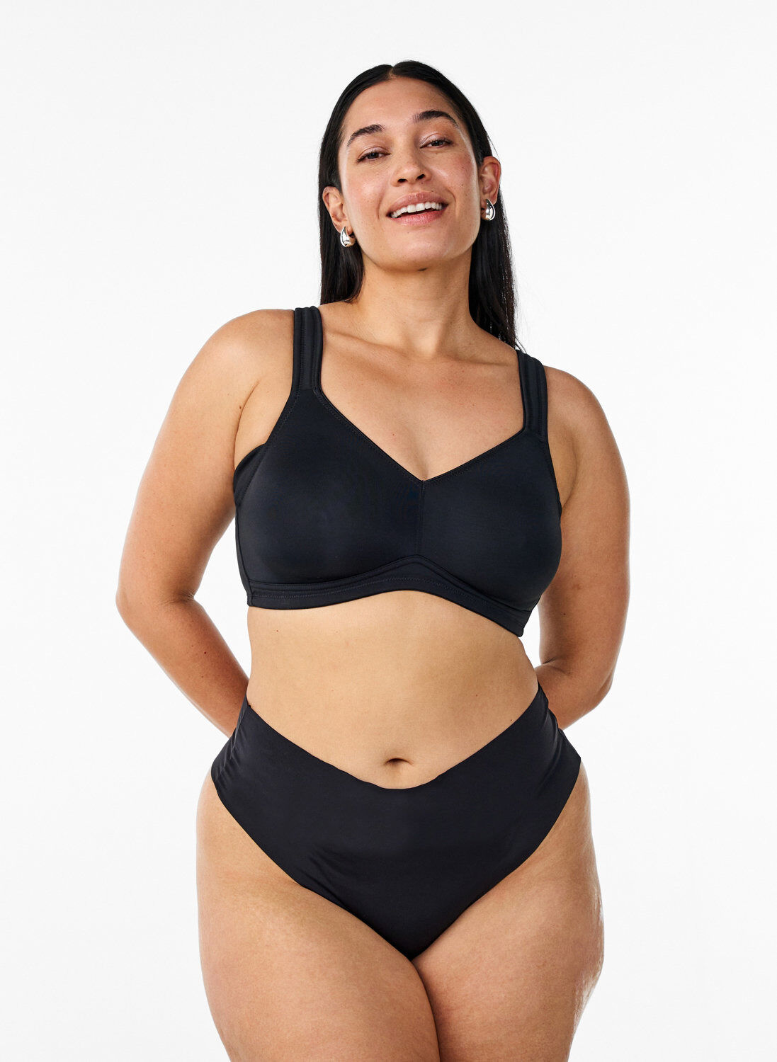 Zizzifashion Comfort bra with padded straps, Black, Model image number 1