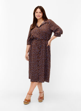 FLASH - Shirt dress with print, Chicory Coffee AOP, Model image number 2