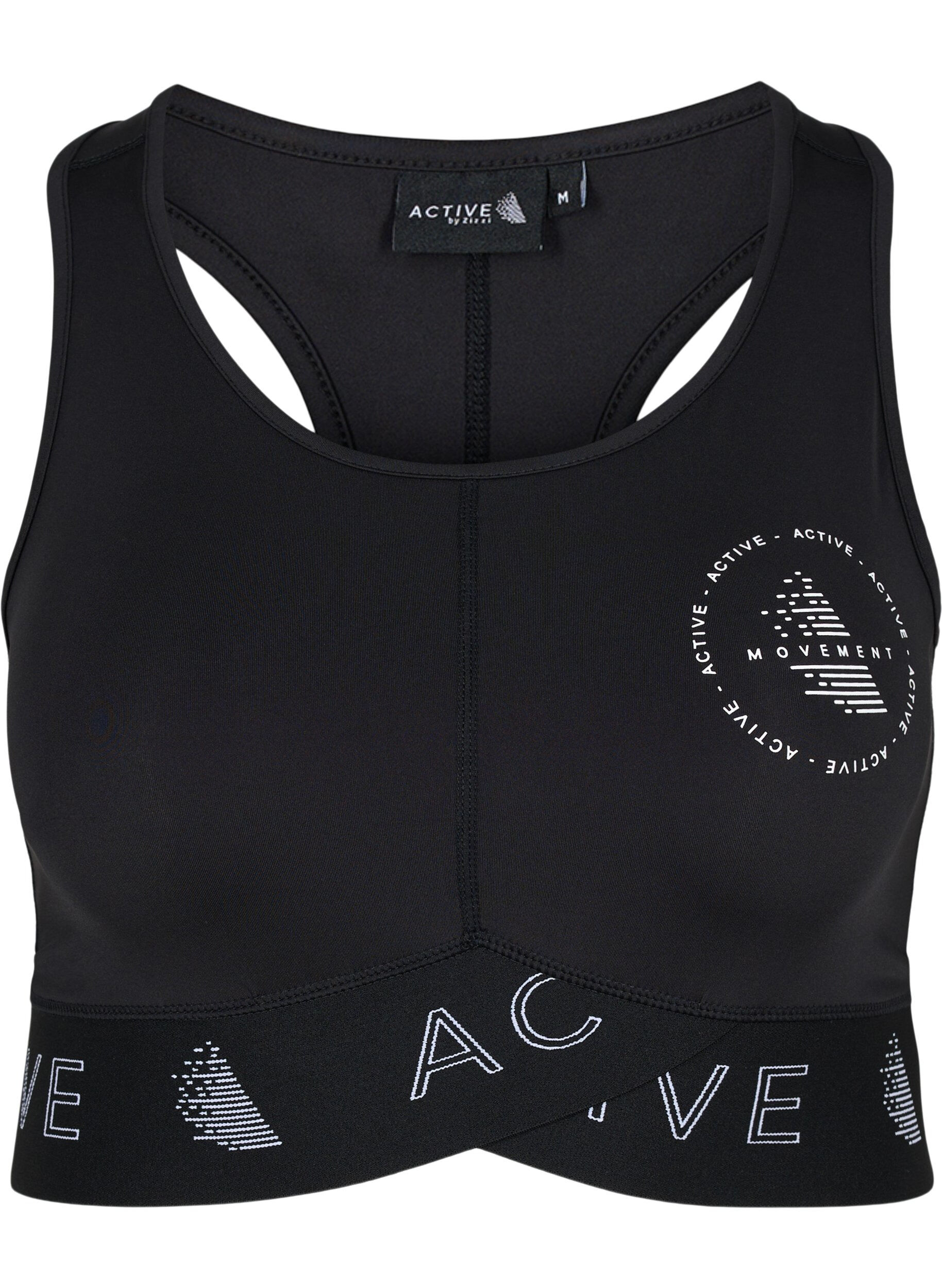 Zizzifashion Sports bra with text print, Black, Packshot image number 0