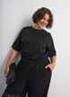 T-shirt with rhinestones and round neck, Black, Model image number 0