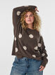 Knitted blouse with a dotted pattern, Brown, Model image number 0