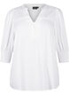 Viscose blouse with smock and ruffle detail, Bright White, Packshot image number 0