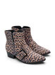 Wide fit - Leopard print ankle boot with buckle and studs, Brown, Packshot image number 1