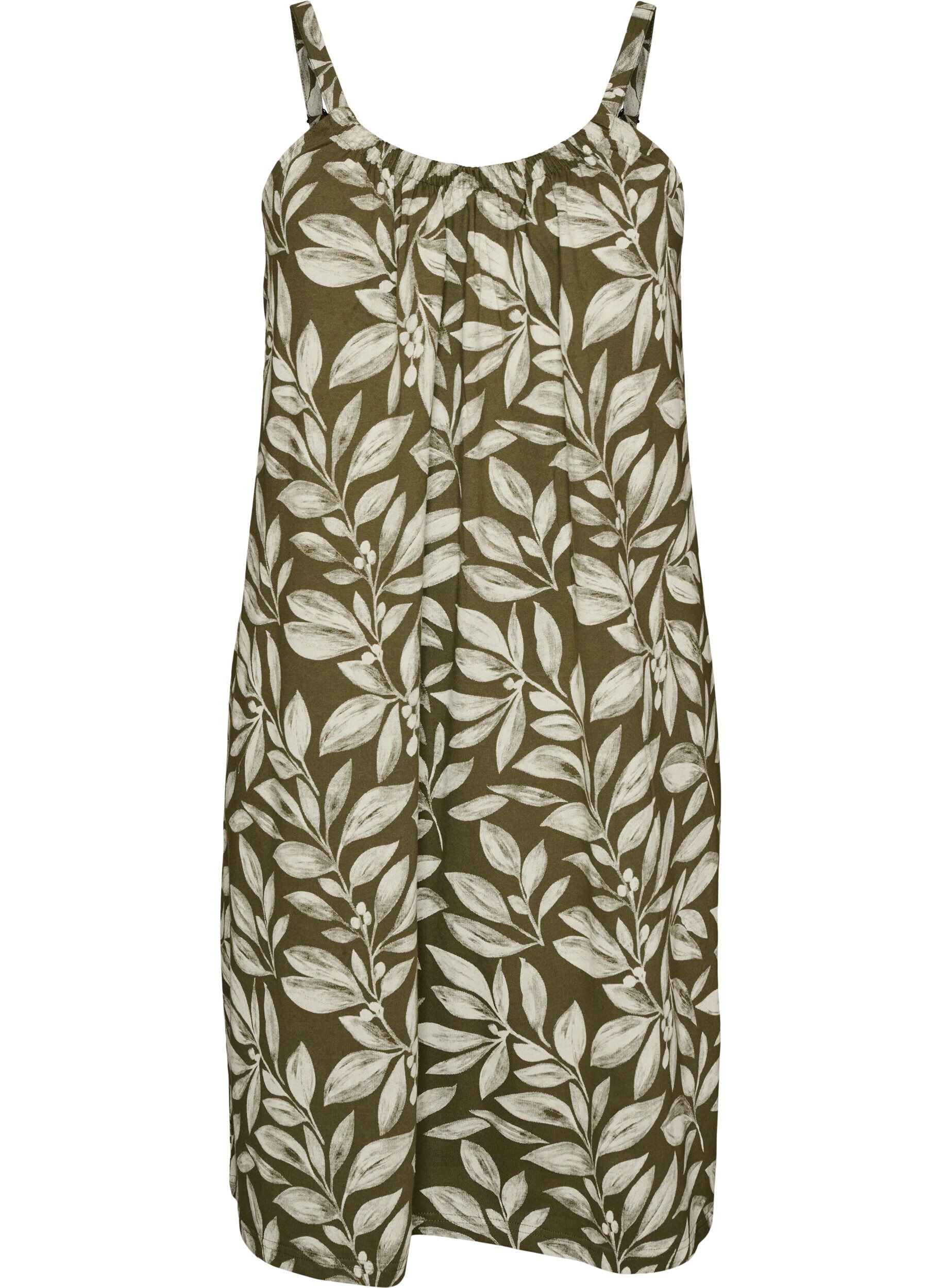 ZizzifashionKnee-length strap dress in organic cotton, Green, Packshot image number 0